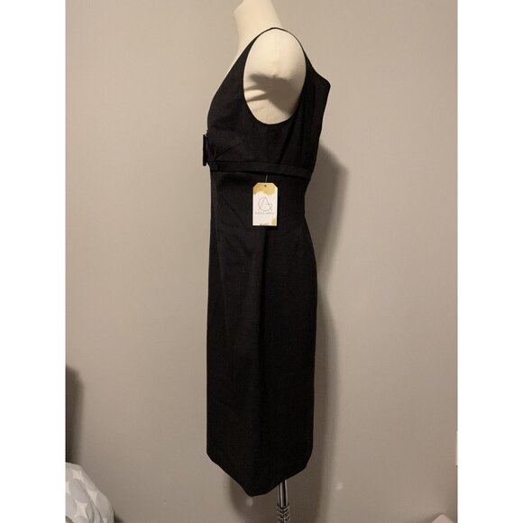 Rebecca Taylor Dark Grey Sheath Dress with Accent Bow, Size 12 - Picture 2 of 11